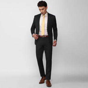 Men Self Design Slim Fit Single-Breasted Formal Suit